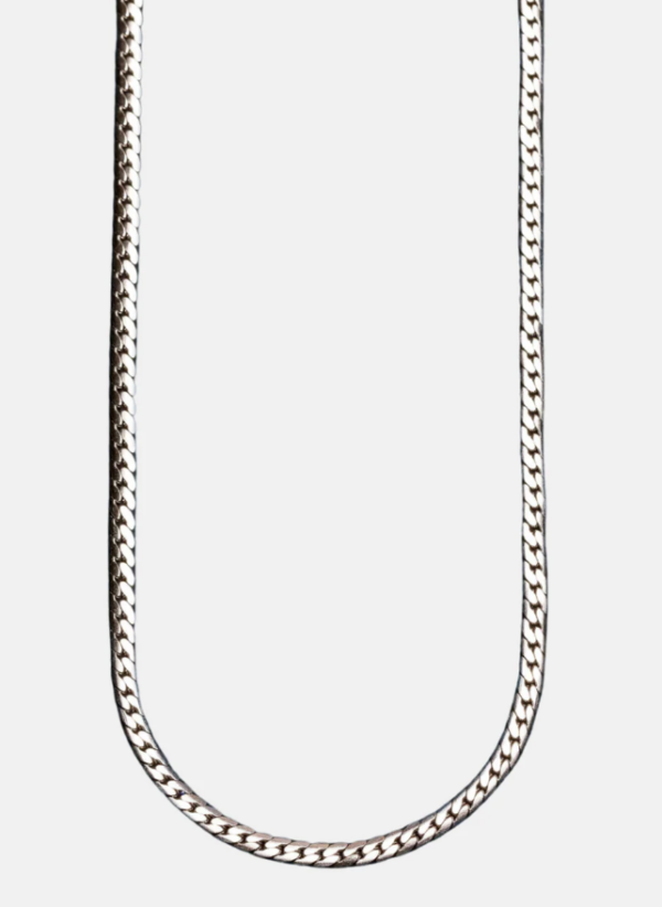 Silver necklace with short flat chains