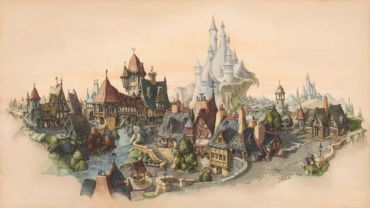 oil painting of old town